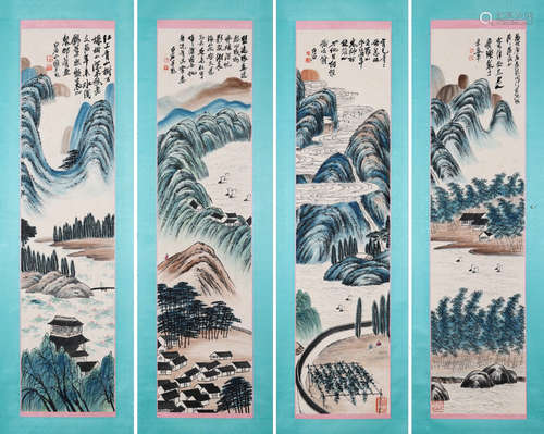 A Set of Chinese Scroll Painting Signed Qi Baishi