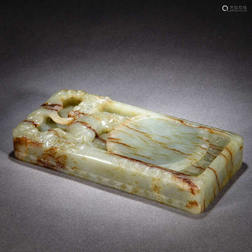 A Chinese Carved Jade Inkwell