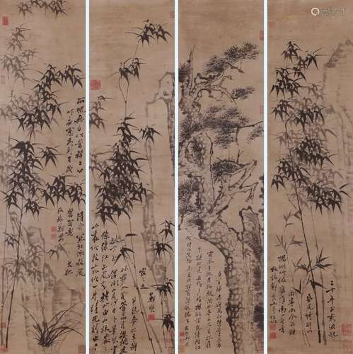 A Set of Chinese Scroll Painting Signed Zheng Banqiao