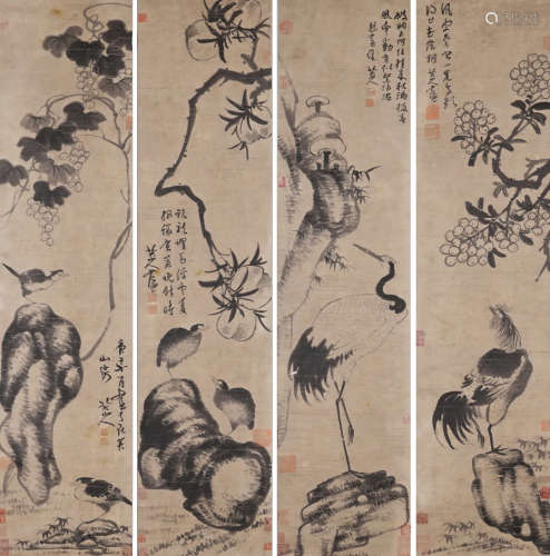 A Set of Chinese Scroll Painting Signed Badashanren