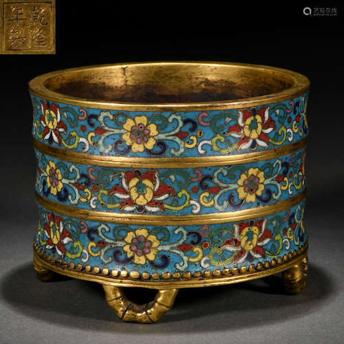 A Chinese Cloisonne Enamel Tripod Censer