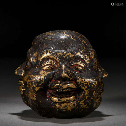 A Chinese Bronze-gilt Buddha Head