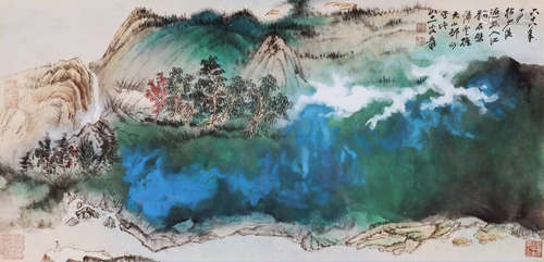 A Chinese Scroll Painting By Zhang Daqian