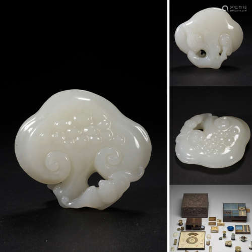 Jade Carved Reishi Mushroom Paper Weight