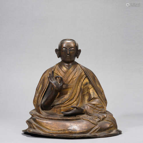 Gilt Bronze Guru Figure