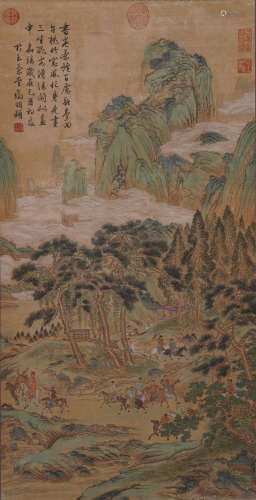 Chinese Drawing Landscape and Character Story Painting,Qiu Y...