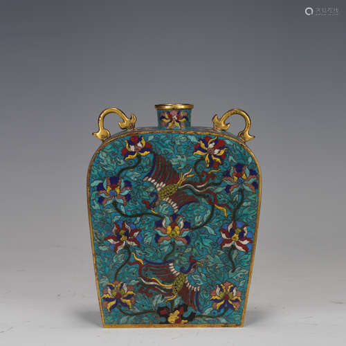 Bird and Flower Pattern Brone Cloisonne Pot