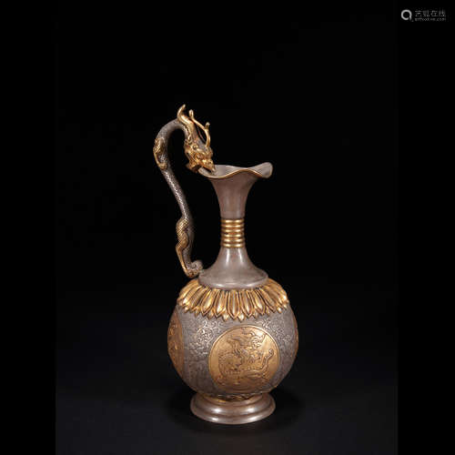 Gilt Silver Dragon Pattern Pot