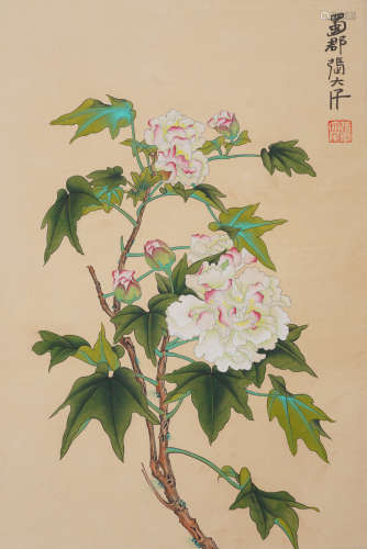 Chinese Drawing Flower Painting,Zhang Daqian Mark