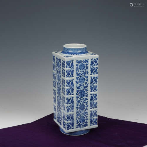 Blue and White Flower Branch Pattern Porcelain Cong Vase