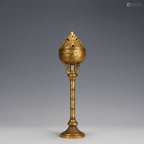 Gilt Bronze Flower Pattern Incense Burner