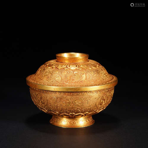 Gilt Bronze FLower Pattern Bowl