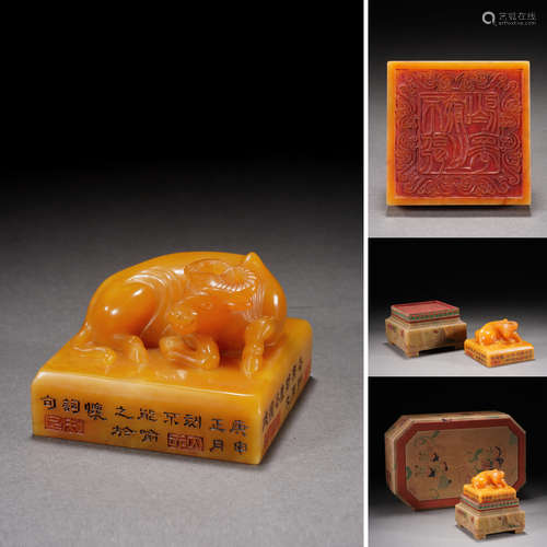 Shoushan Tianhuang O x   Stone Seal Ornament