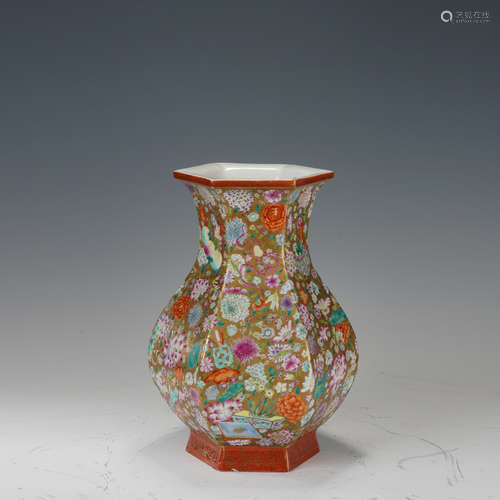 Famille Rose Flower Pattern Porcelain Vase