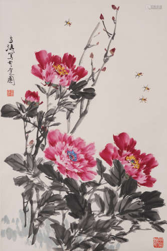 Chinese Drawing Flower and Bird Painting ,Wang  x uetao Mark