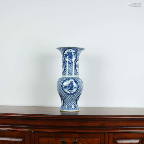 Blue and White Character Story Porcelain Vase