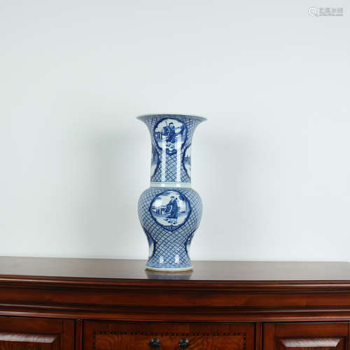 Blue and White Character Story Porcelain Vase