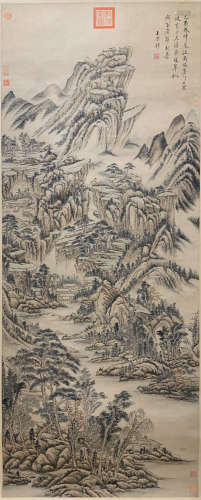 Chinese Drawing Landscape Painting,Wang Yuanqi Mark