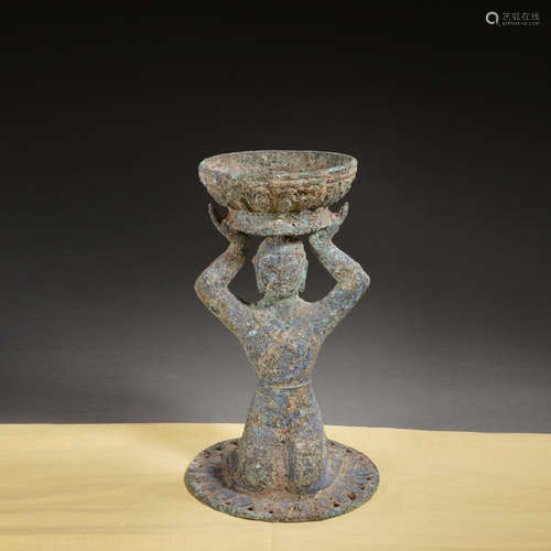 Chinese Bronze Lamp Stick