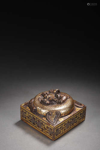 Chinese Bronze Gold and Silver Stone Seal