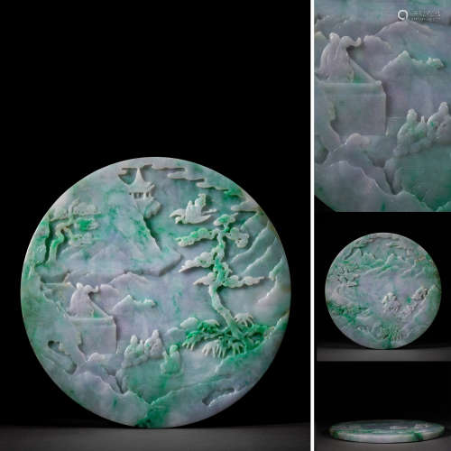 Jadeite Character  Story and Pine Tree Table Plaque