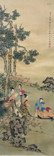 Chinese Drawing Beauty Silk Painting,Ren Shuaiying Mark