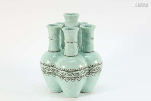 Bean Green Glazed Porcelain Vase