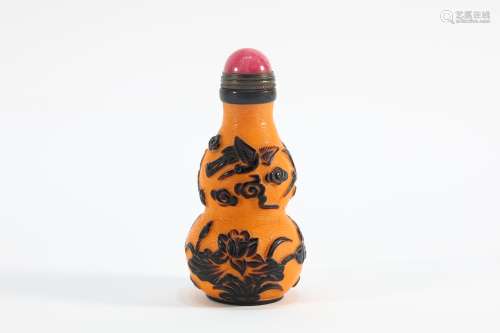 Lacquerware Carved Lotus Flower Pattern Snuff Bottle