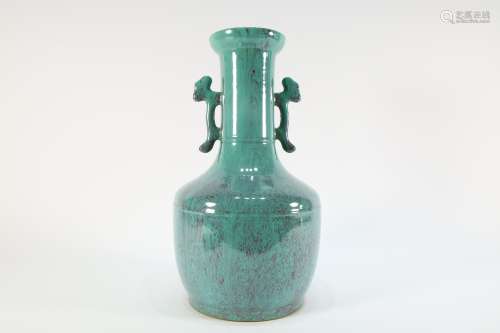 Green Base Double Ears Porcelain Vase