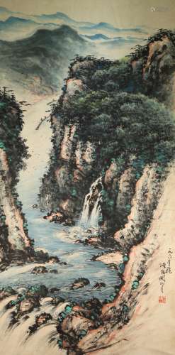 Chinese Drawing Landscape Painting,Guan Shanyue Mark