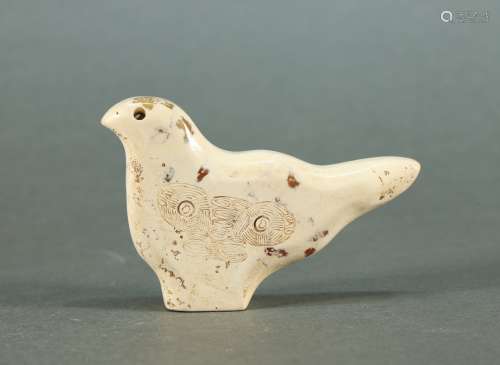 Chinck Bone White Liangzhu Bird Shape Ornament