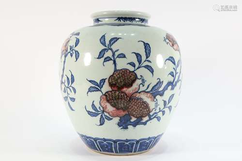 Blue and White Red Inglazed Drawing Flower Pattern Porcelain...