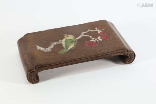 Boxwood Mother of Pearl Inlaid Bird Pattern Arm Rest