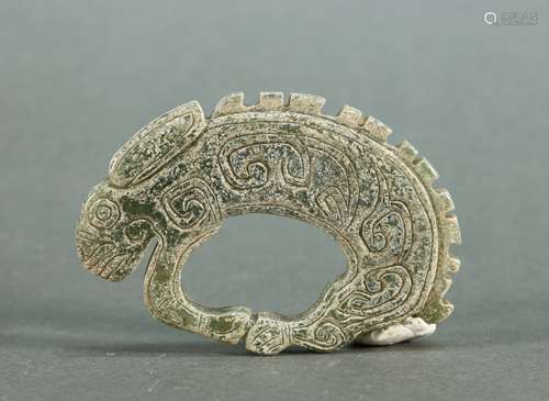 Jade Carved Could Pattern Rabbit Shape Ornament