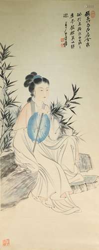 Chinese Drawing Beauty Painting,Zhang Daqian Mark