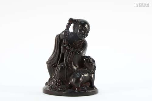 Red Sandalwood Carved Character Figure