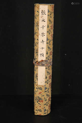 Chinese Drawing Flower Hand Scroll,Zhang Daqian Mark