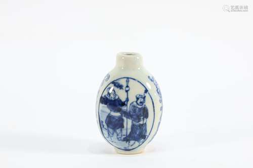 Blue and White Drawing Character Pattern Snuff Bottle