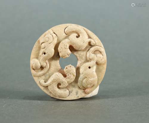 Jade Carved Dragon Pattern Bi