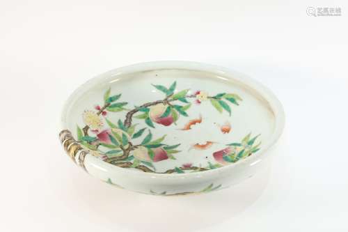 Famille Rose Drawing Peach Pattern Porcelain Plate