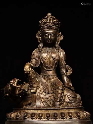 Bronze GuanYin with Lion Figure