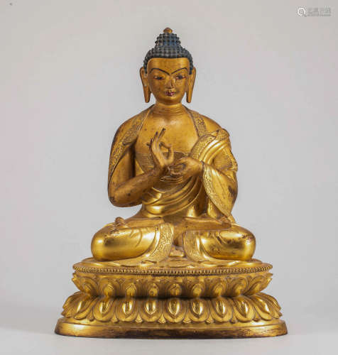 Gilt Bronze Shakyamuni Buddha Figure