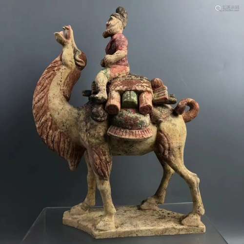 Colored Pottery Camel with Rider Figure