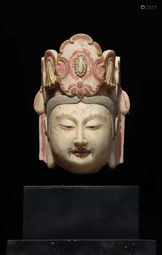Colored Stone Buddha Head Figure