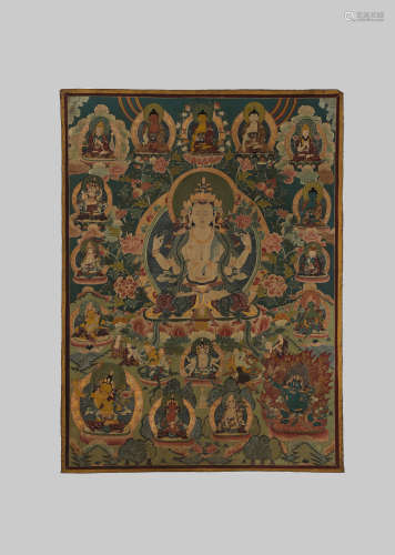 Tibetan Four Arms Buddha Tangka