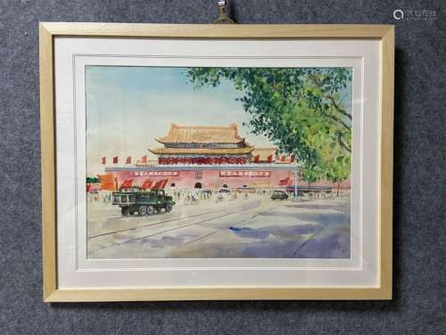 Chinese Drawing Tian An Men Square Oil Painting,Wu Guanzhong...