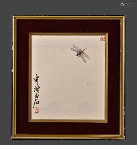 Chinese Drawing Dragonfly Painting,Qi Baishi Mark