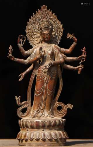Bronze Eight Arms GuanYin Figure