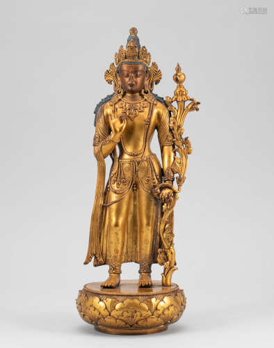 Gilt Bronze Standing Buddha Figure