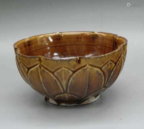 Brown Glazed Lotus Pattern Porcelain Bowl